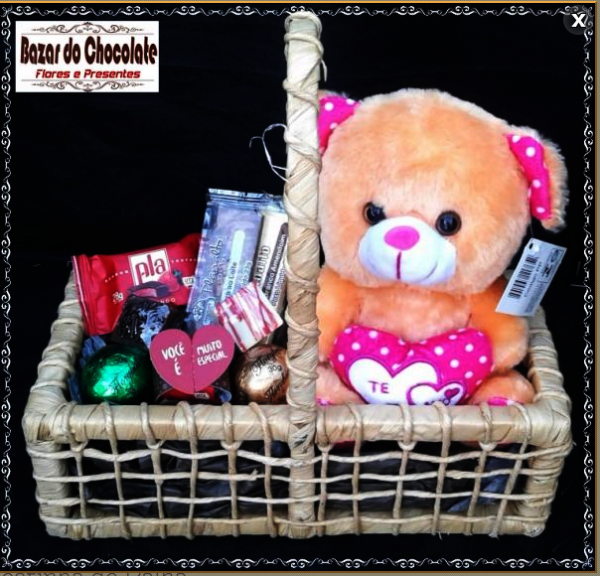 b-Cestinha Urso com Chocolates de Gramado-RS