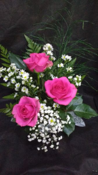 a-Arranjo pink 3 rosas