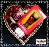 b-Coração Flamengo Copo Porta Lata Cerveja e Trufas da Cacau Show