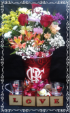 b-Caixa Mdf Love Arranjo Caneca e Trufas da Cacau Show