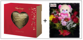a5-Buquê 6 Rosas com 6 Trufas Cacau Show e Urso e Coração ao Leite Kopenhagen