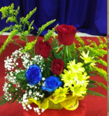 a2-Arranjo de mesa vermelho e azul