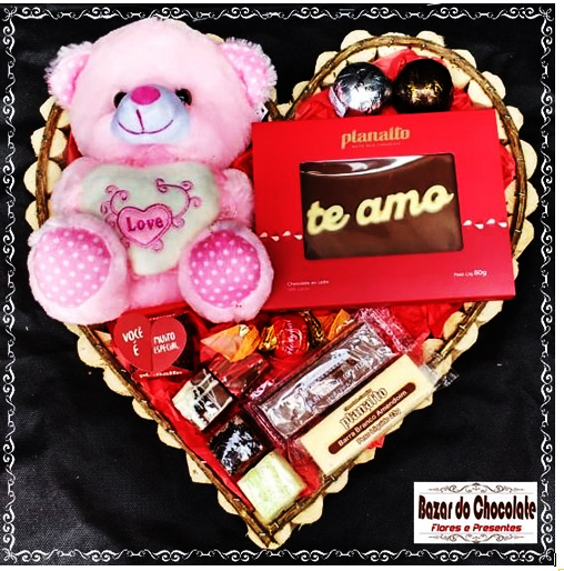 c-Coração Urso com Chocolates de Gramado RS