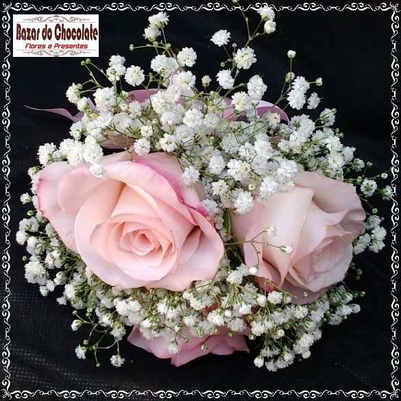 a-Buquê 03 rosas rosa Daminha