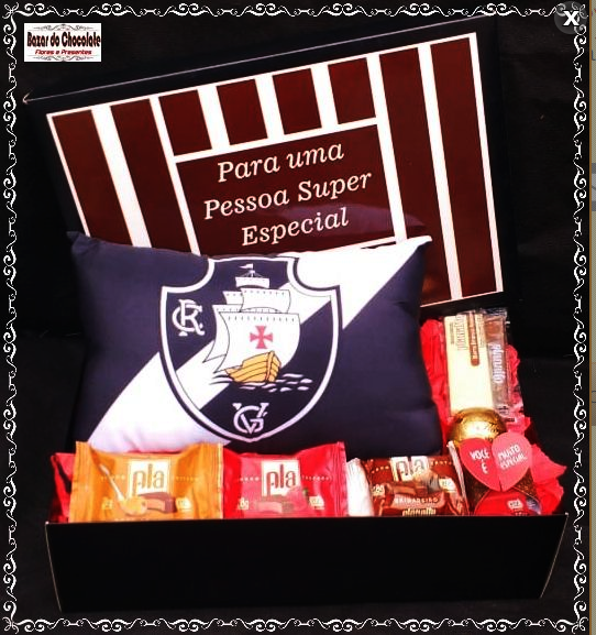e-Caixa Pessoa Especial Almofadinha Vasco e Chocolates de Gramado-RS