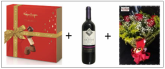 a5-Buquê 6 Rosas com Cx Bombons Kopenhagen e Vinho Chileno Paso Grande