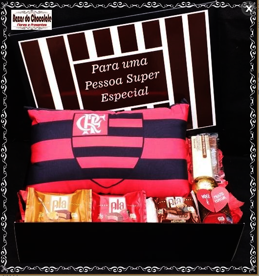 b-Caixa Pessoa Especial Flamengo com Chocolates da Cacau Show