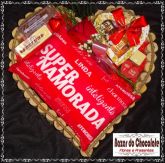 c-Coração Rústico Namorada Almofadinha e Chocolates