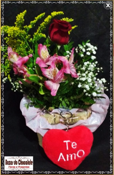 a1- Arranjo de Flores com 1 Rosa Rustico II - R$ 55,00