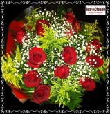 1a2- Buquê de 12 Rosas Naturais Vermelhas