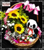 g-Cesta Panda Arranjo de Girassol e Trufas da Cacau Show