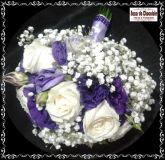 a3-Buquê de Noiva Rosas Brancas e Lisianthus Lilás