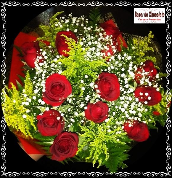 1a2- Buquê de 12 Rosas Naturais Vermelhas